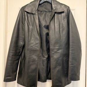 Women's Black Leather Jacket - Size M